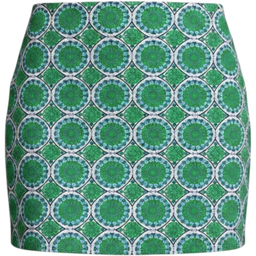 Golftini‎ Green Blue Geometric Medallion Golf Skort Womens Size 10L Zip Side